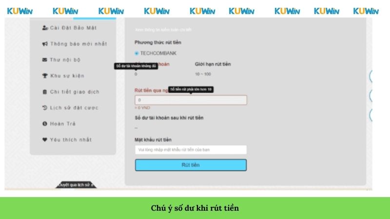 Chú ý số dư khi rút tiền Chú ý số dư khi rút tiền