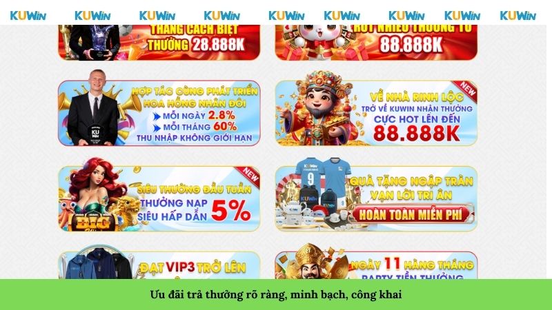 Ưu đãi trả thưởng rõ ràng, minh bạch, công khai Ưu đãi trả thưởng rõ ràng, minh bạch, công khai